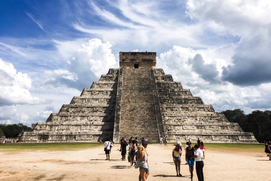 Archaeological site of Chichen Itza, Mexico People Walking